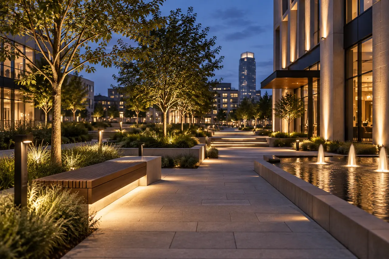 Mise en situation de la gamme Éclairage extérieur & urbain par WIXLED